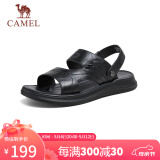 骆驼（CAMEL）软弹牛皮舒适凉拖两穿休闲商务凉鞋男士 G14M211633 黑色 41 