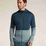 ICEBREAKER2025新款男抓绒衣Merino Blend 200美利奴羊毛舒适透气速干男夹克 青灰蓝Abyss/blue ash S