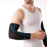 法藤（Phiten） 保暖护肘进口健身专业运动护具男女运动户外加压护肘 黑/蓝（双只装） M