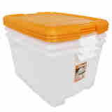 爱丽思（IRIS）大号塑料收纳箱衣物玩具杂物箱储物整理箱储物箱收纳盒搬家整理箱 橙色50L三个装 400*550*320mm