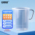 安赛瑞 加盖塑料量杯（2个装）带盖量杯测量杯带把手刻度杯 2000ml 600543