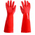家务手套加绒里保暖洗碗厨房耐用清洁洗衣服水产橡胶防水手套 红色一体绒（33cm）5双 L
