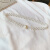 韩版大珍珠镶钻挂钩弹力珍珠腰链女装饰连衣裙束腰百搭松紧腰带 银色镶钻大珍珠