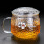 古德窑 玻璃杯过滤带把喝茶杯家用锤纹加厚水杯女办公室茶水分离泡花茶杯子 玻璃蘑菇《竹盖》（3件杯）