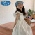迪士尼（Disney）女童连衣裙2024新款夏装儿童韩版修身淑女裙子宝宝夏季飞袖公主裙 白色 90cm