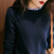 拉夏贝尔 La Chapelle 针织衫女2022年春季时尚女装拼接木耳边立领打底衫休闲百搭减龄显瘦毛衣女 蓝色 均码