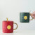 星巴克（Starbucks）2024新款马克杯子铜牌咖啡牛奶办公室陶瓷茶水杯广告礼品可定制 横竖条纹铜牌马克杯【红色】