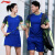 李宁羽毛球服比赛男女款速干短袖乒乓球衣服透气吸汗团购运动套装 AATP018-蓝色套装-女款 M