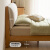 源氏木语实木床橡木卧室双人床简约布艺软包床家用梨白软靠床1.5*2.0米