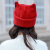 帽子女秋冬季韩版可爱猫耳朵毛线帽日系学生护耳保暖针织包头帽潮 红色 均码有弹力