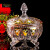 弗莱文茨创意时尚欧式水晶玻璃糖果盒水果果盘干果盒带盖糖缸糖果罐干果罐  镀金珐琅花玻璃糖罐小号