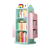 可比熊 实木旋转书架儿童书架360创意书架宝宝落地绘本架置物架储物架 白灰拼色