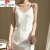 皮尔卡丹吊带裙2024新款连衣裙轻奢白色吊带裙v领女长款面长裙外穿时尚洋 白色 3XL 145-160斤