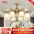 TCL 照明吊扇灯新中式客厅餐厅卧室灯具LED古典中国风隐形风扇灯别墅 青鹿-金色8头42寸-变频调速节能