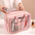 惠寻  京东自有品牌 化妆包便携洗漱包 浴室透明防水 双层大号  粉色