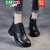 卡帝乐鳄鱼（CARTELO）女鞋新款2023年真皮马丁靴女英伦风复古皮鞋百搭中跟休闲短靴 黑色单里 38