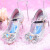 花菈猫2023女童新款皮鞋爱莎公主鞋单鞋水晶鞋学生女儿童走秀表演高跟鞋 粉色(冰雪) 28码内长18.3cm