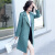 CHENGGUO气质风衣女中长款2022年春季新款小个子双排扣薄款流行西装领大衣 绿色 XL
