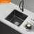 卡贝（cobbe）厨房水槽单槽黑色304不锈钢方形洗菜盆小号吧台迷你水池洗碗槽 黑色纳米方形槽40*40-经典龙头