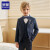 罗蒙儿童西装套装男童主持人花童礼服演出服 蓝线格五件套 150