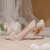 爱丽拉（AiLiLa）婚鞋女婚纱秀禾两穿新娘鞋2022新款法式水晶高跟鞋尖头细跟结婚鞋 香槟金 6cm 35
