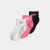 adidas舒适三双装短筒运动袜子女小童儿童阿迪达斯官方三叶草 粉/黑色/白 S
