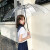 驭影 长柄透明伞自动透明雨伞小清新儿童广告伞创意直杆雨伞 象牙白
