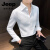 吉普（JEEP）白色衬衫男长袖夏季感法式大领商务高端尖领格子西装白衬衣 墨绿色 C2302 2XL建议170斤以内