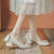 AMXM单鞋女2024年春季新款法式玛丽珍订婚鞋新娘鞋女禾秀婚纱两穿方头 杏色 38