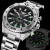 野狼手表商务时尚男士防水夜光大表盘腕表潜水人动能钢带水鬼表V1035 绿秒款-绿光