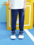 安踏儿童裤子男童针织运动长裤春季新款纯色字母印花儿童装 暮光蓝-4 150cm