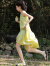 德玛纳（dme）时尚无袖连衣裙女轻薄夏季新款显瘦休闲风中长裙子 浅黄绿色 S