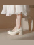 Baldauren2023年春秋新款玛丽珍鞋女高跟防水台洋气珍扣珠高跟圆头复古单鞋 黑色 37