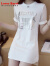 LOVER RUCCI中长款短袖t恤女2023夏季新款韩版修身白色体恤纯棉半袖上衣女潮 白色 L