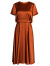 ROEYSHOUSE罗衣高级肌理感纯色连衣裙女2024夏季新款气质缎面大摆裙子10402 橘红色 L