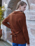 哈吉斯（HAZZYS）女装秋季新款针织衫绞花素色羊毛开衫ABYSD11CX11Y 棕色BW 160/84A 38
