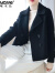 啄木鸟毛呢外套女2024春秋新款潮时尚洋气修身西装领小个子短款大衣 驼色 M（108斤-118斤）