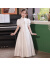 布恋猫主持人礼服高端女童花童婚礼3-12岁小女孩国风公主裙钢琴演奏演出 白色 160cm