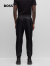 BOSS 男士交织字母和条纹装饰棉质混纺运动卫裤 001-黑色 EU:M