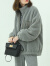 COCOBELLA时尚立领颗粒绒休闲短外套女加厚保暖毛绒夹克SC33 灰色 L