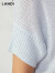 蓝地（LANDI）2022年夏季新款条纹一字领针织衫蝙蝠衫短袖薄款上衣女 浅蓝色 L