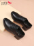 红蜻蜓（RED DRAGONFLY）女鞋通勤职场工作鞋子新款系带粗跟深口小皮鞋女牛皮透气耐磨单鞋 WTB333181 黑色 36