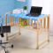 童健 婴儿床环保实木无油漆宝宝童床摇床可与大人床合并可变书桌 小床+蚊帐+蓝色史努比五件套