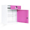 文件柜办公柜矮柜抽屉柜钢制铁皮档案床头柜一斗一门粉红色