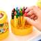 得力六角油画棒学生画画蜡笔绘图兴趣班宝宝桶装手拎儿童幼儿画笔彩笔腊笔套装 24色