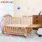 小硕士（XS）多功能环保欧式婴儿床榉木床可升降带蚊帐摇篮 9519Z+床垫+送床帏