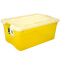 茶花透明收纳箱塑料有盖储物箱衣物整理箱衣服玩具大号加厚收纳盒 黄色 中号15.5L