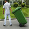 户外垃圾桶大号室外塑料带盖环卫垃圾箱物业果皮箱挂车桶带轮 120L加厚桶(军绿)