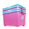 茶花塑料衣物收纳箱彩色带滚轮储物盒有盖大号加厚储物箱特大箱 蓝色 55L1个