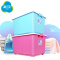 茶花塑料衣物收纳箱彩色带滚轮储物盒有盖大号加厚储物箱特大箱 蓝色 55L1个